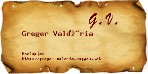 Greger Valéria névjegykártya